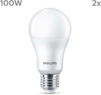 Philips LED Frosted A67 Light Bulb 2 Pack [Warm White 2700K - E27 Edison Screw] 100W, Non Dimmable. for Home Indoor Lighting, Value Range