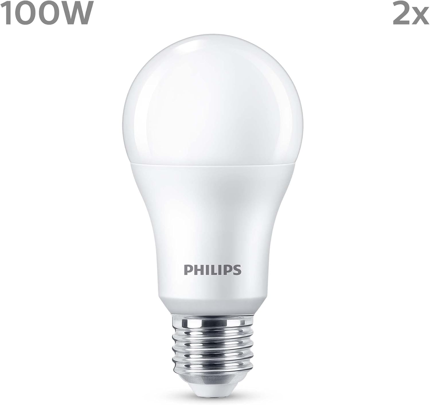 Philips LED Frosted A67 Light Bulb 2 Pack [Warm White 2700K - E27 Edison Screw] 100W, Non Dimmable. for Home Indoor Lighting, Value Range