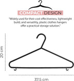 Coat Hangers, 50 Pack, Black | Adult Plastic Clothes Hangers for Clothes | Durable & Lightweight | Non-Slip, Space-Saving Design for Shirts, Jackets, Trousers & More (50 Pack)