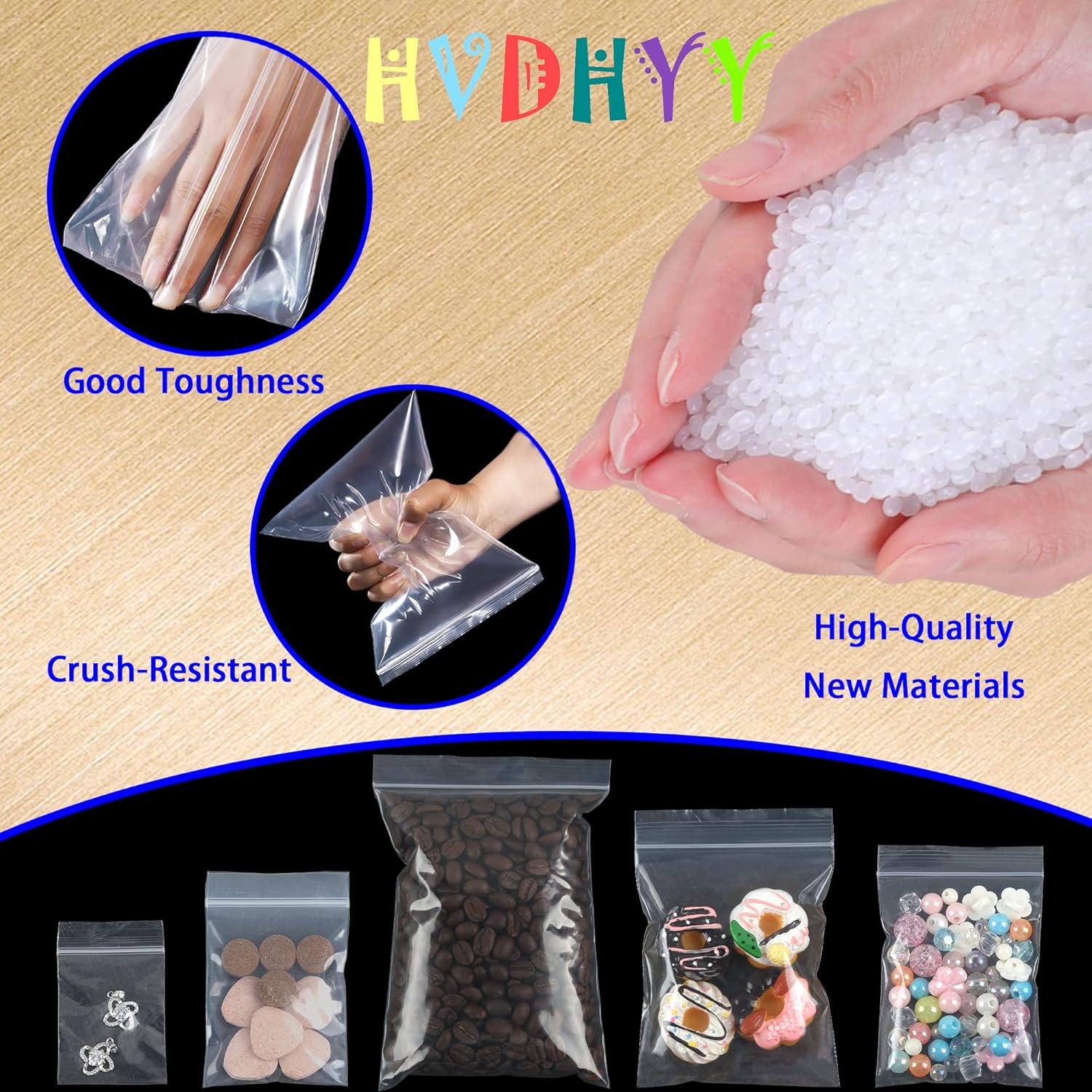 900pcs Grip Seal Bags Mixed Size Small Clear Resealable Storage Pouches Poly Perfect for Small Cookies Sweets Jewellery and Diamond Painting 100µ