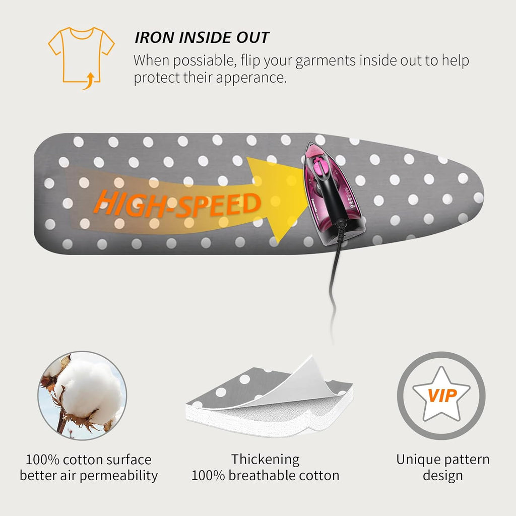 Ironing Board Cover, 100% Cotton Cover with Thick Felt (Bubble, 124 x 38cm)