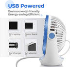 USB Desk Fan Table Fan with Strong Airflow & Quiet Operation, Portable Cooling Fan Speed Adjustable 360°Rotatable Head for Home Office Bedroom Table and Desktop