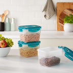 Air-Locked Leak-Proof, Stackable & Airtight Fridge/Freezer Containers with Lids, BPA-Free Plastic, Microwave and Dishwasher Safe 3-Piece Food-Storage Set, 3 x 1 l, Clear
