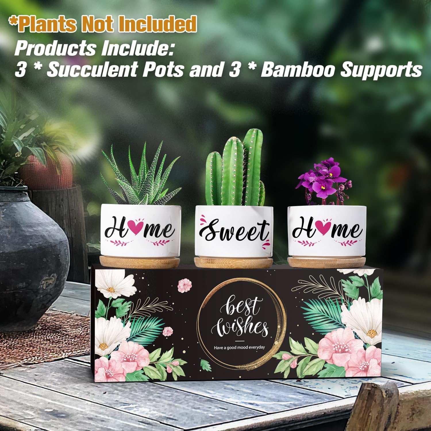 Buioata New Home Gifts, 'Home Sweet Home' Succulent Pots, House Warming Gifts for Couple, Housewarming Gifts for Friends Neighbor Secondary image