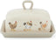 Hen House Lane Butter Dish | British Designed Farmhouse Kitchen Storage | Embossed Stoneware with Ribbed Body | Rustic Countryside Style | Dishwasher & Microwave Safe