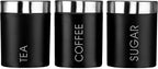 Housewares Liberty Tea, Coffee and Sugar Canisters - Set of 3, Black