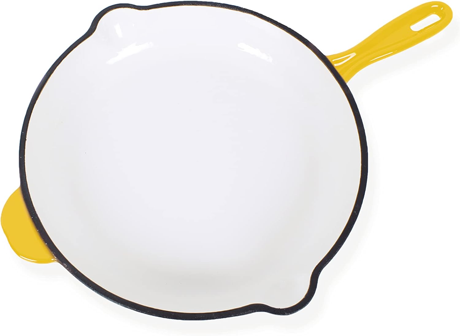 ECHTWERK Cast Iron Frying Pan with Enamel Coating Two Handles and Spout Suitable for Ovens, Grills, BBQ and Induction Cookers, Diameter 26.5 cm, Yellow