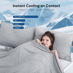 Cooling Blanket for Night Sweats, Q-Max 0.5 Arc-Chill 3.0 Cool Fiber Summer Throw for Bed Sofa Chair Travel Adult Kids Hot Sleeper, Comfort, Lightweight, Twin/Double, 150x200cm, Gray