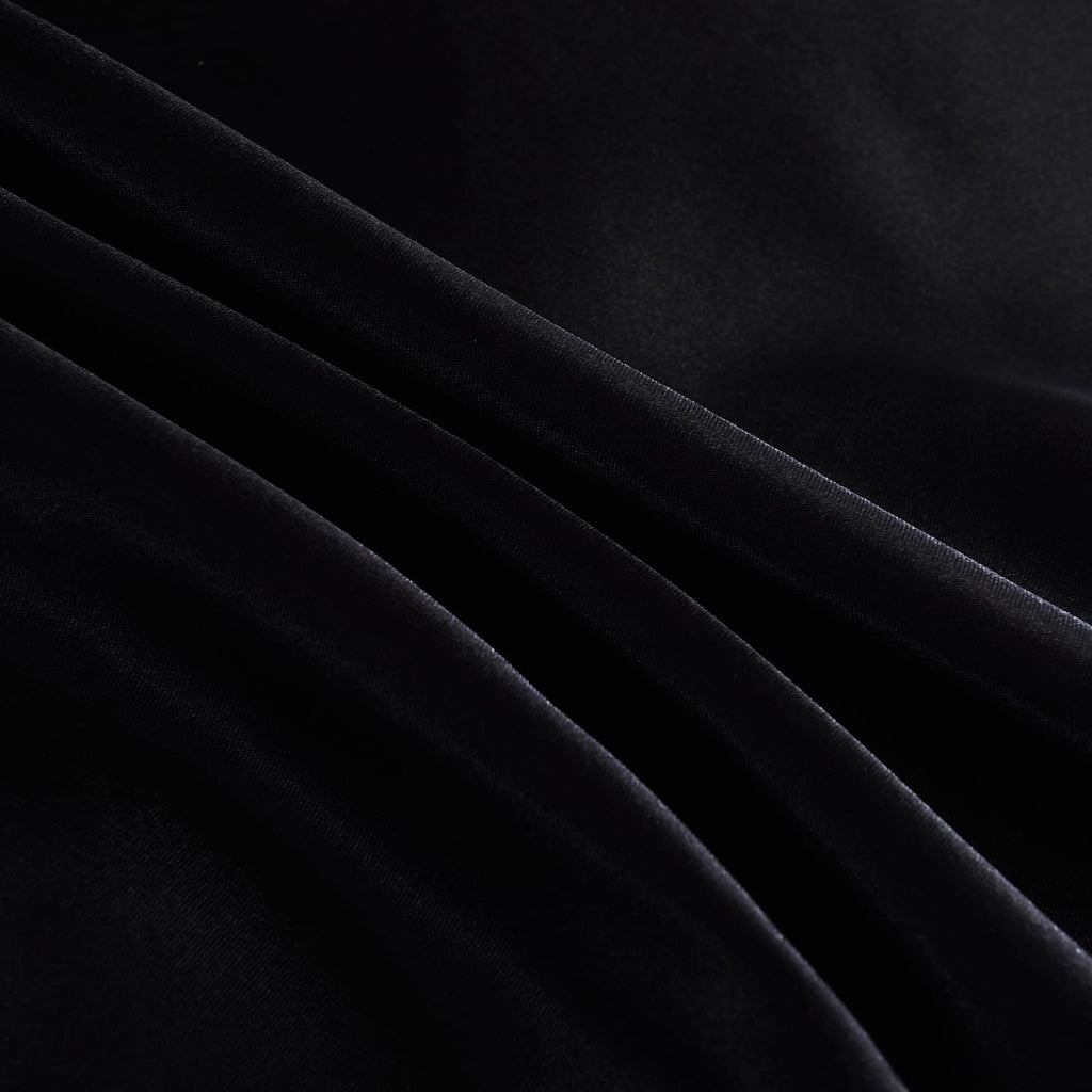 Satin Silk Complete Bedding Set - 6 PCS - Fitted sheet, Duvet Cover, 4 Pillow Cases. Color - Black Size - King