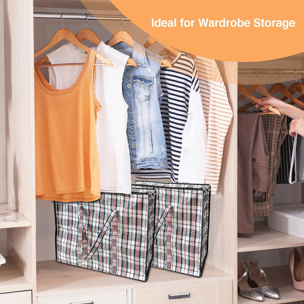 Large Laundry Bags Pack of 5 Storage Bags Reusable Laundry Bags with Zips Ideal for Moving House Clothing & Wardrobe Storage (60L x 25W x 50H cm)