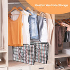 Large Laundry Bags Pack of 5 Storage Bags Reusable Laundry Bags with Zips Ideal for Moving House Clothing & Wardrobe Storage (60L x 25W x 50H cm)