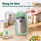 Electric Can Opener and Knife Sharpener, Multifunctional Jar and Bottle Opener with Removable Cutting Lever and Cord Storage, 60 Watt Motor, BPA Free, Stainless Steel Blade, Sage