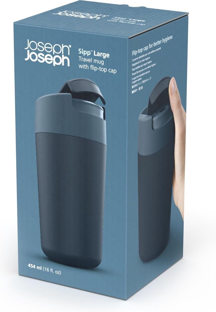 Sipp Travel mug, Hygienic, Leakproof reusable mug, Coffee & Tea Cup with Lid - 454 ml (16 fl. oz) - Blue