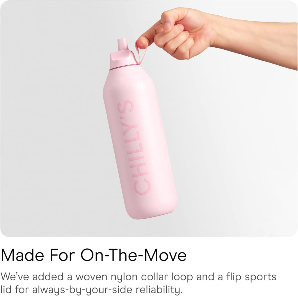 Series 2 Flip Water Bottle with Sports Lid, Telescopic Straw and Nylon Carry Loop - Easy Flip Lid, Straw Cleaning Brush Included