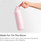 Series 2 Flip Water Bottle with Sports Lid, Telescopic Straw and Nylon Carry Loop - Easy Flip Lid, Straw Cleaning Brush Included