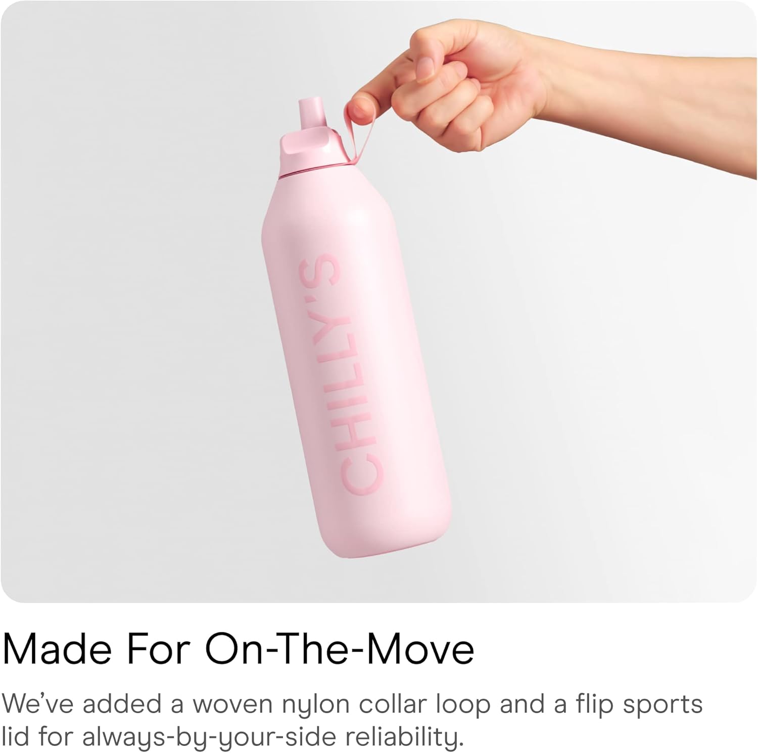 Series 2 Flip Water Bottle with Sports Lid, Telescopic Straw and Nylon Carry Loop - Easy Flip Lid, Straw Cleaning Brush Included