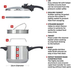 T80244 6L/22cm Pressure Cooker with Steamer Basket, Stainless Steel, Silver