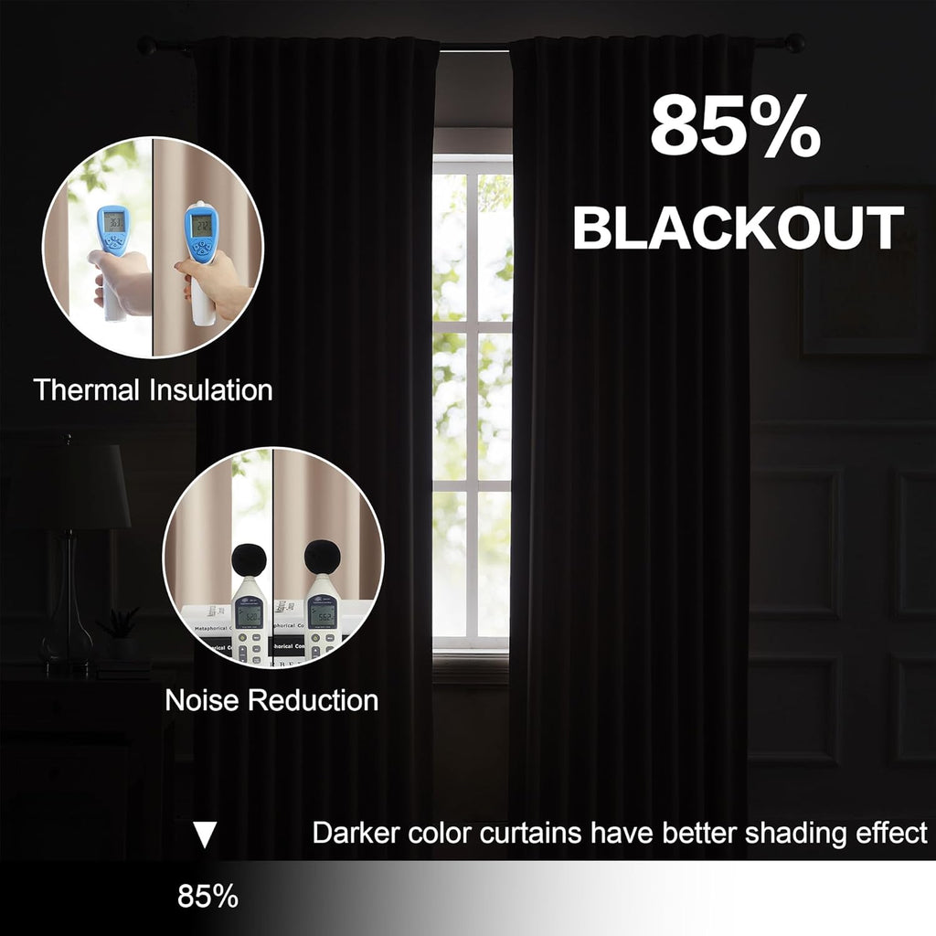 DUALIFE Warm Taupe Back Tab Curtains 84 Inches Long 2 Panels, Pinch Pleated Look Vertical Blinds Window Curtains for Patio Sliding Glass Door 70 inch Wide Privacy Draperies 70 x 84 inch, Rose Tan
