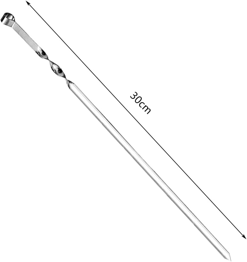 Ram© 1B09W9YRSNQ2 X Kebab Skewers, Set of 12 Stainless Steel BBQ Grilling Skewers Flat Reusable Metal Skewer Sticks for BBQ, Cocktail, Shish Kabob, Party Essentials, 30cm