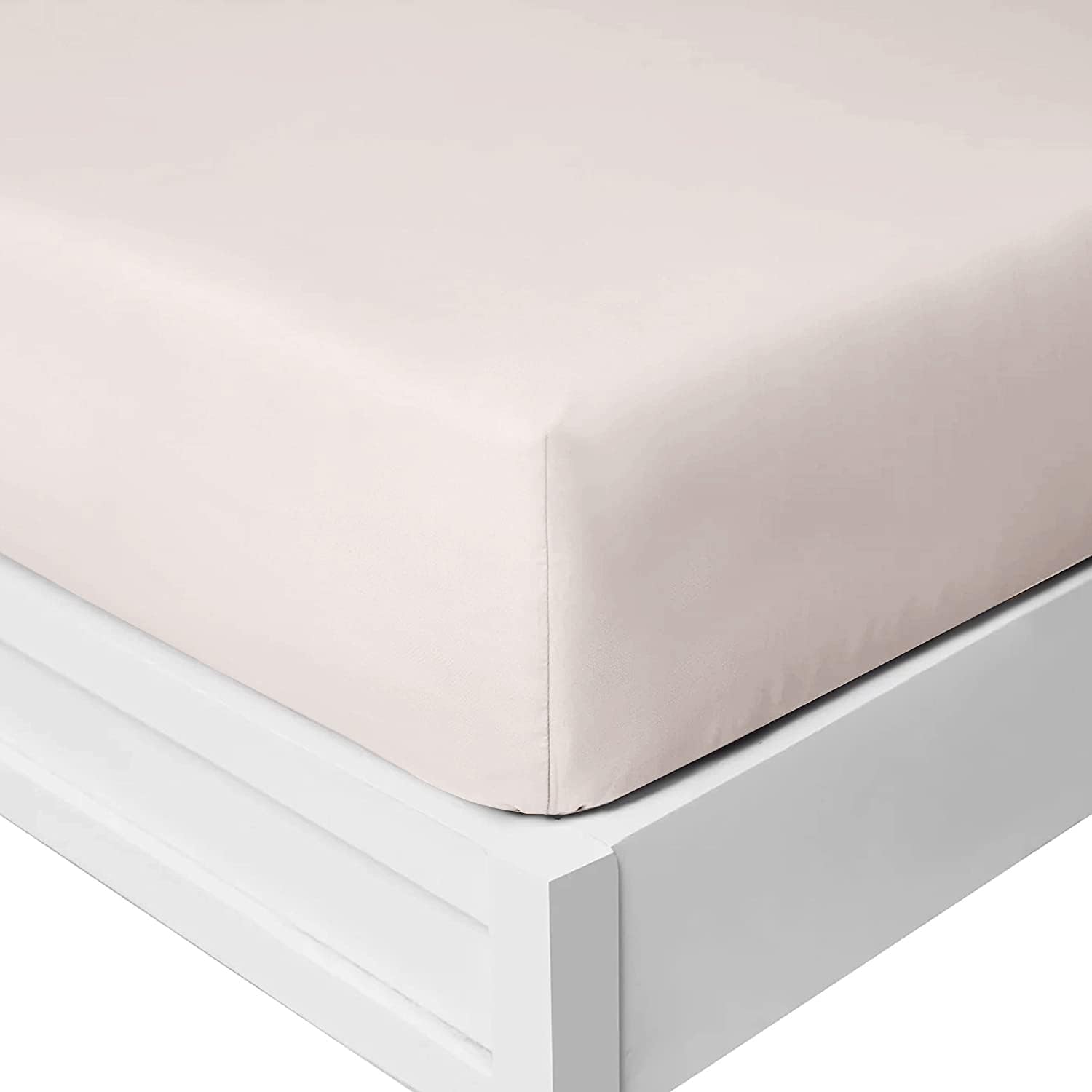 25 Cm Fitted Bed Sheets - Super Soft Deep Fitted Sheet Brushed Microfibre Anti Wrinkle Bedsheet Breathable & Fade Resistant (Cream, Super King) Main image