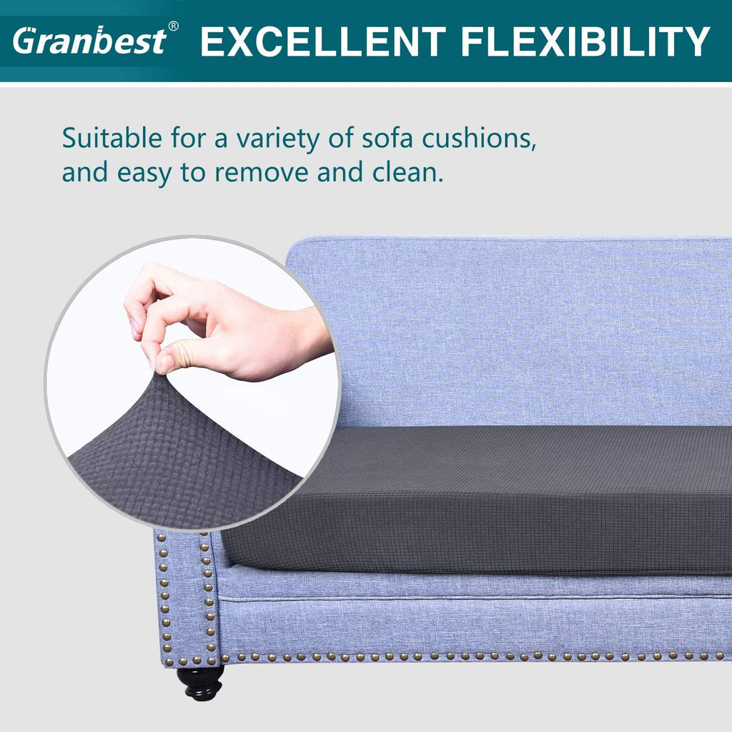 Premium Water-Repellent Sofa Seat Cushion Covers High Stretch Jacquard Fabric Couch Seat Slipcover Protector for 3 seater sofa (3 seater, Grey)
