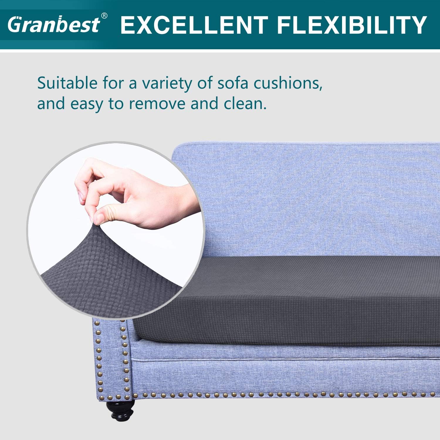 Premium Water-Repellent Sofa Seat Cushion Covers High Stretch Jacquard Fabric Couch Seat Slipcover Protector for 3 seater sofa (3 seater, Grey)