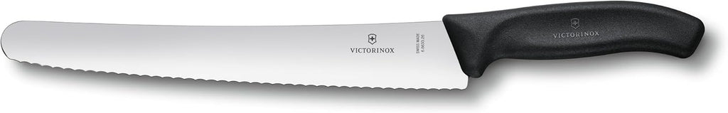 Swiss Classic, Pastry Knife, Extra Sharp Blade, Wavy Edge, 26 cm, Plastic Handle, Stainless Steel, Black