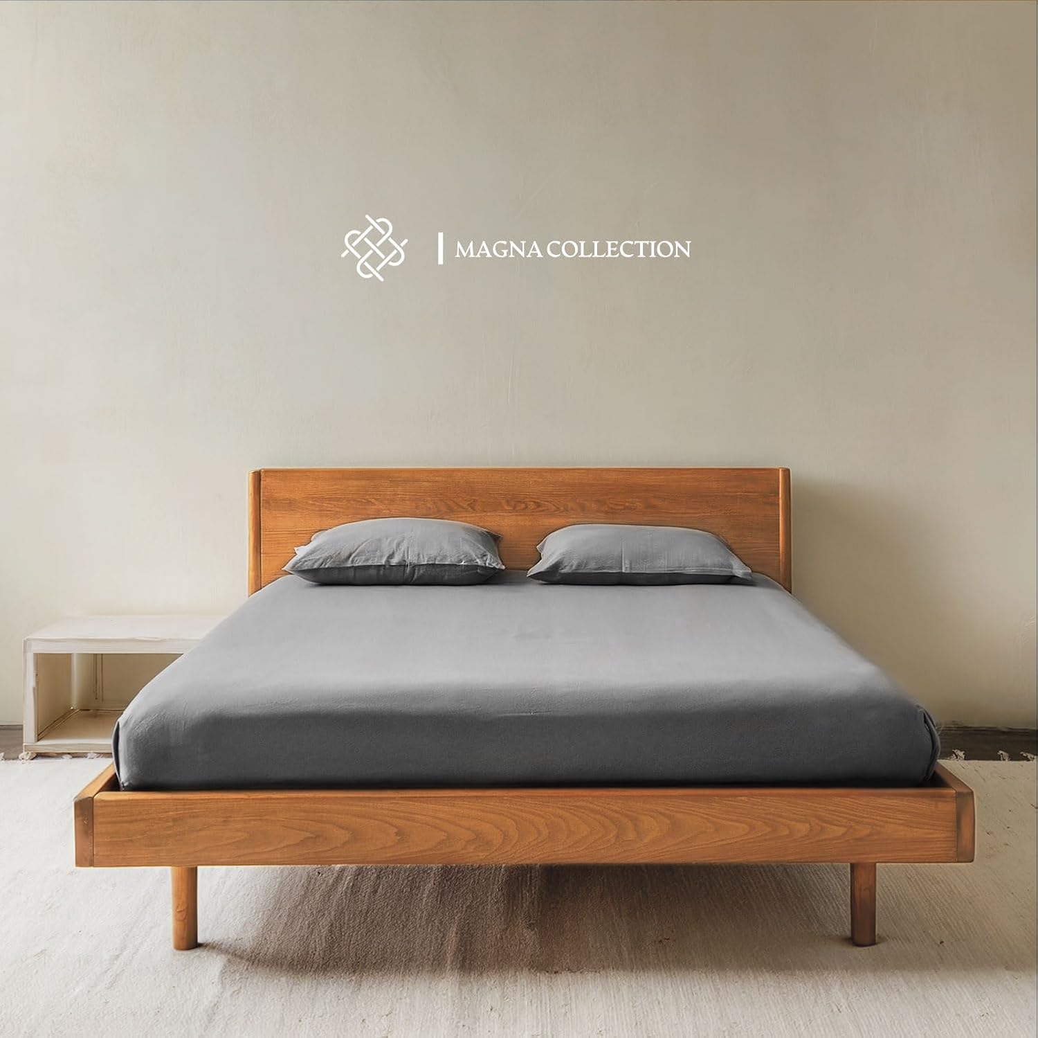 Double Fitted Sheet - 135 x 190cm with 30cm Deep Pocket, Soft Brushed Microfibre, Wrinkle-Free, Easy Care, Fade & Shrink Resistant by MAGNA COLLECTION (Grey, Double)