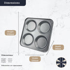 Chabrias Ltd UK-Made 2-Pack Yorkshire Pudding Tray, 4-Cup “Giant” – Carbon Steel, Long-Life Non-Stick, Even-Bake, Easy-Release, Oven-Safe – Perfect Crispy Rims, 23 cm