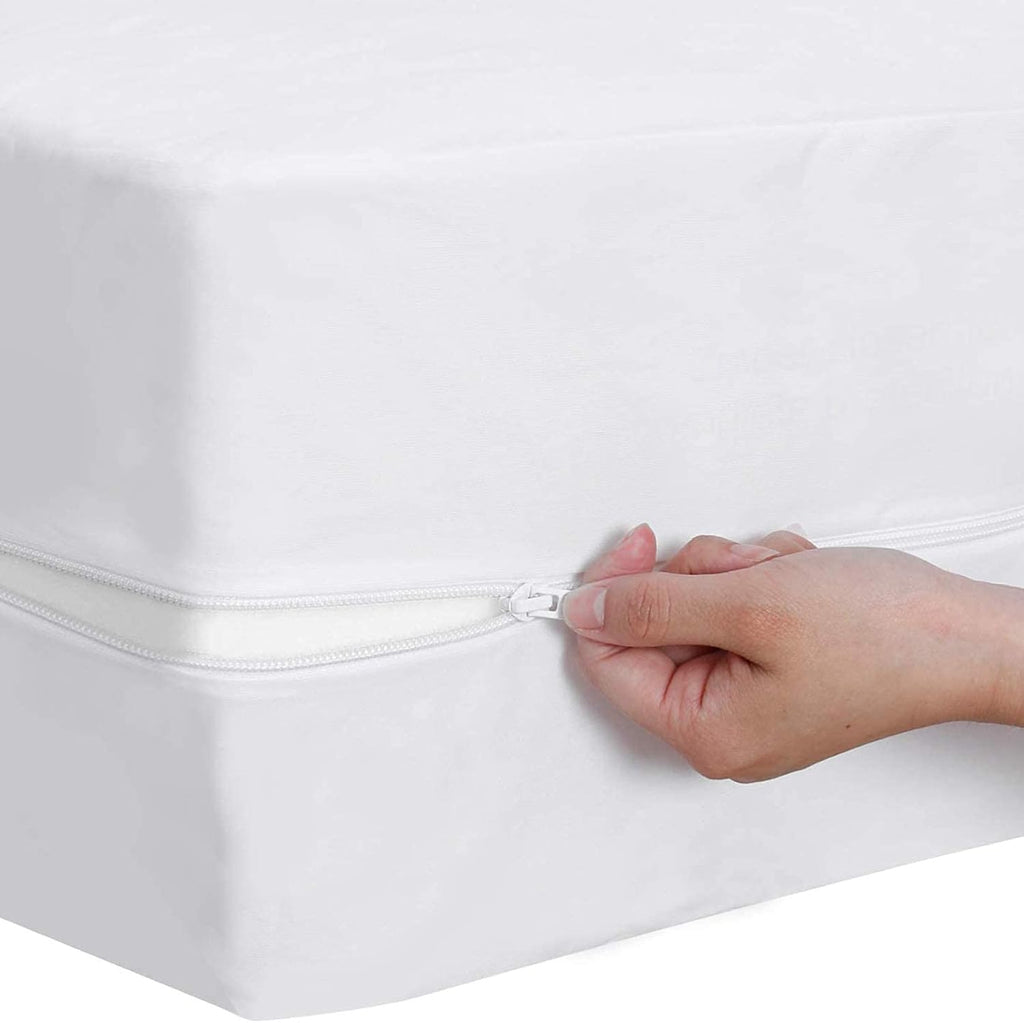 Bed Bug Mattress Protector, Anti Allergy Fully Zipped Waterproof Mattress Encasement with Zip dust mite cover King size (152 x 200+30cm)
