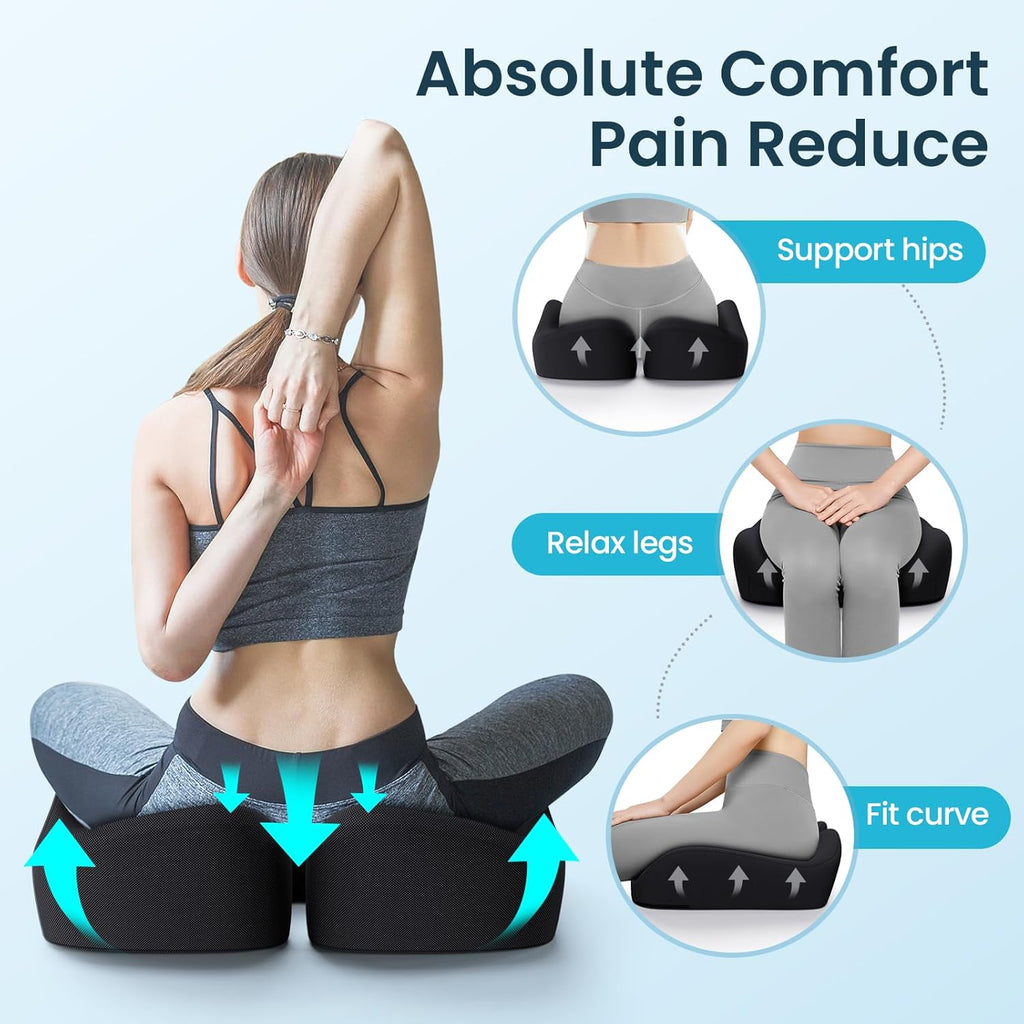 Seat Cushion, Memory Foam Cushion for Office Chair - Ergonomic Chair Cushions for Tailbone Pain Relief, Sciatica & Back Support, Office Chair Cushion & Coccyx Cushion