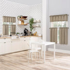 No. 918 Martine Microfiber Semi-Sheer Rod Pocket Kitchen Curtain Valance and Tiers Set, 54" x 36", Taupe