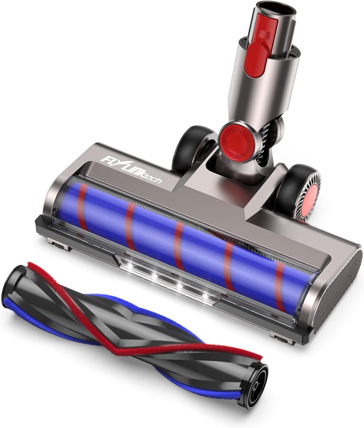 Brush Head Replacement Compatible with Dyson V7 / V8 / V10 / V11 / V15, Flexible 180° Swivel Dyson Parts with 4 Led Headlamps and 2 Replacement Rollers