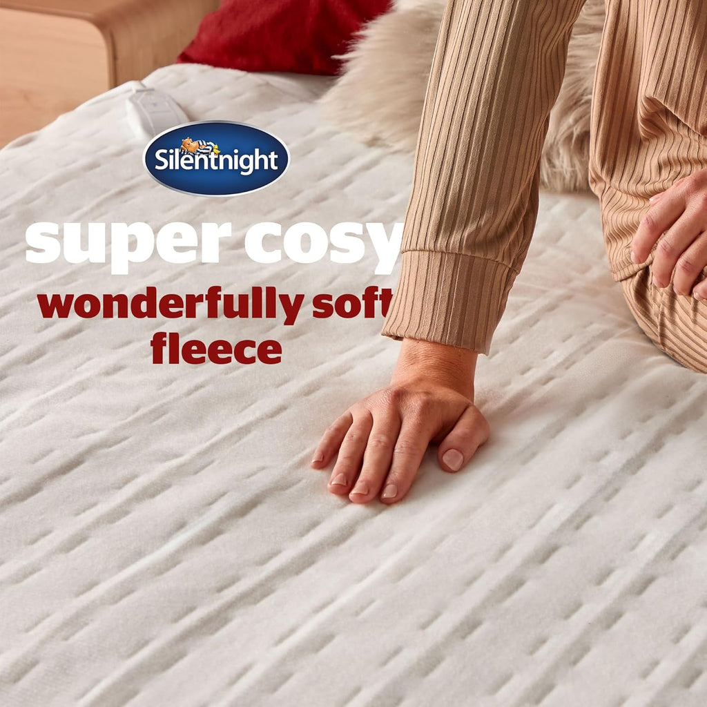 Comfort Control Electric Blanket Single Bed - Heated Underblanket with 4 Heat Settings - Fast Heat Up - Overheat Protection and Easy Fit Straps - Machine Washable - Single - 135x72cm