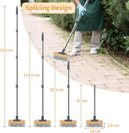 Wire Broom with 150cm Handle, Heavy Duty Wire Brush for Patio Garden Moss Algae Weed Removing, Hard Stiff Metal Brush Outdoor Floor Scruber for Cleaning Yard Roof Deck