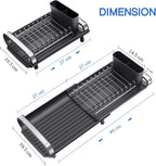 Small Dish Drainer, Expandable Dish Drainer Rack, Dish Rack With Removable Cutlery Holder, Anti Rust Small Sink Drainer, Expandable Draining Board Rack For Kitchen Counter, Black