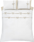 Milo Bow Double Duvet Cover Set with Pillowcases Natural
