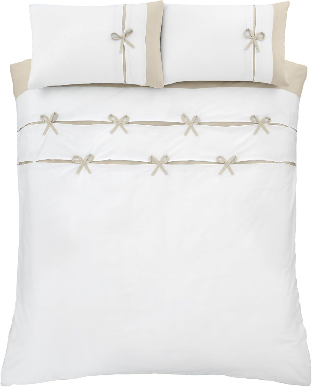 Milo Bow Double Duvet Cover Set with Pillowcases Natural