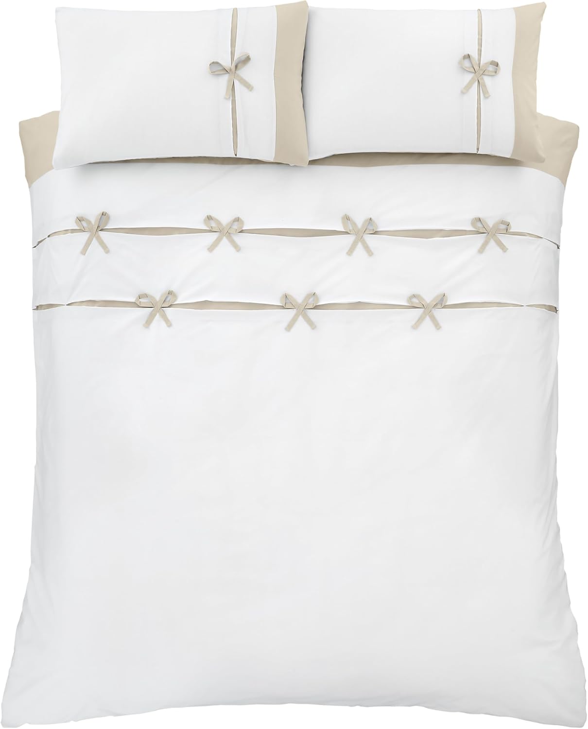 Milo Bow Double Duvet Cover Set with Pillowcases Natural