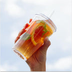 Cold Cup - Clear Plastic, Reusable Ice Coffee Cup with Lid and Straw - Medium 12oz (340ml)