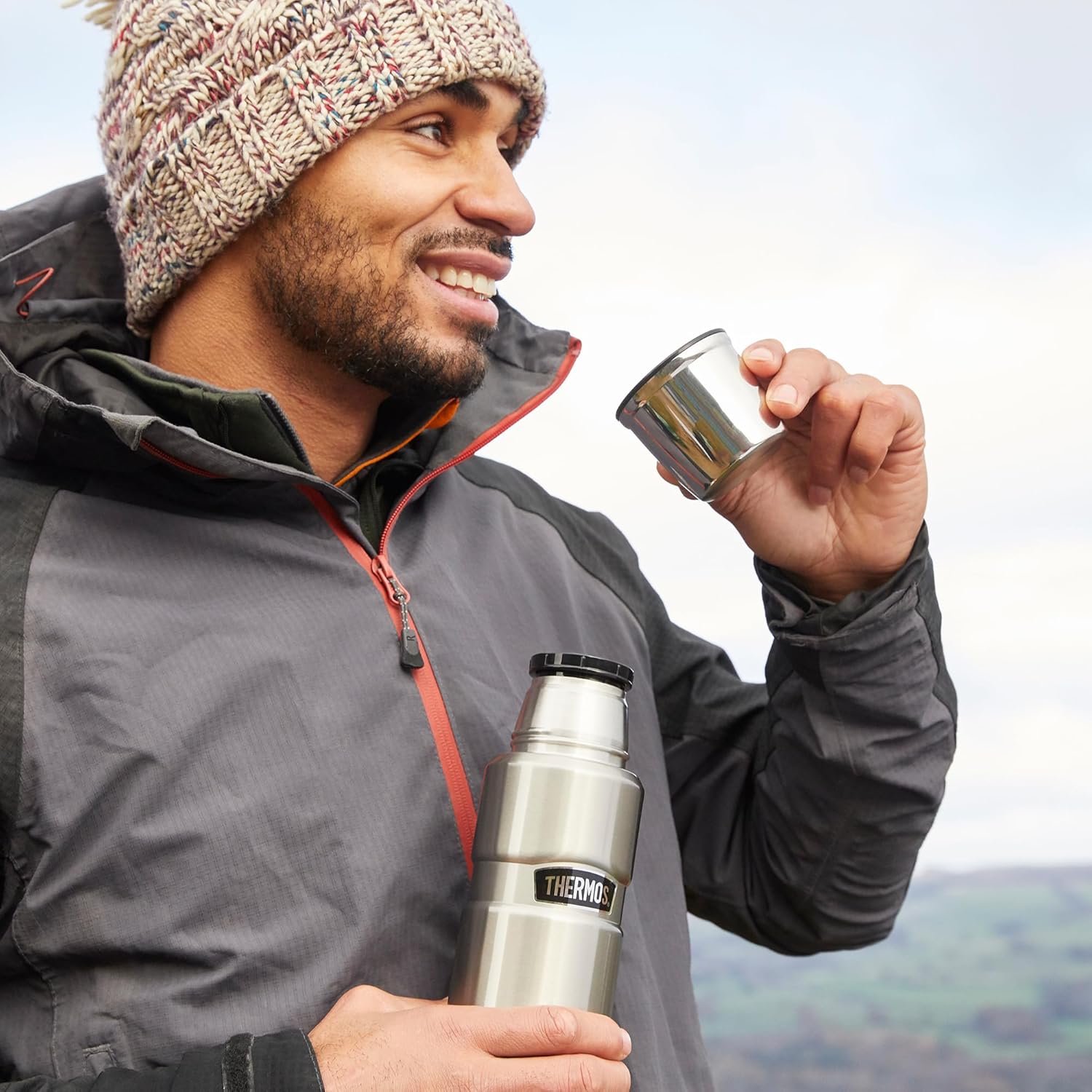 Thermos Stainless King 470ml Multi- Purpose Thermos Flask - Original-Style Flask can be used as Travel Mug or Insulated Water Bottle for Daily Commute & Weekend Adventures – Copper