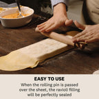 Ravioli Maker Press, Ravioli Machine, Homemade Ravioli Cutter, 50 mm Round Cut, Ample Filling Space, Wooden Rolling Pin Included, Made in Italy
