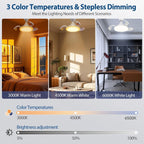 Ceiling Fans with Lights and Remote, 40W Retractable Modern Smart Ceiling Fan Upgraded Motor, 3 Colors 4 Wind Speeds, 3000-6500K Dimmable E27 Base LED Fan Light for Bedroom, Living Room