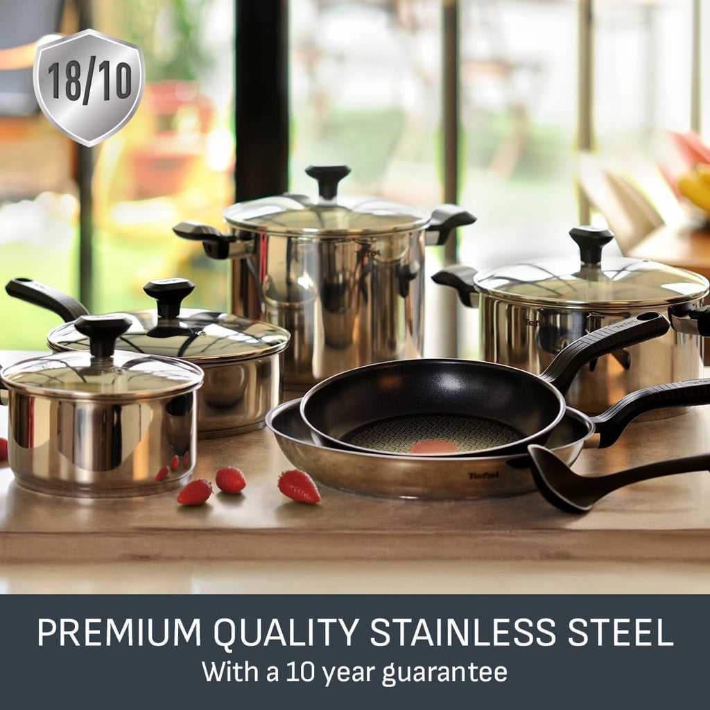 Tefal Comfort Max 20cm Stainless Steel Frying Pan – Durable Non-Stick Pan with Thermo-Spot Heat Indicator, Induction Compatible Base, Comfortable Grip Handle, G7260244