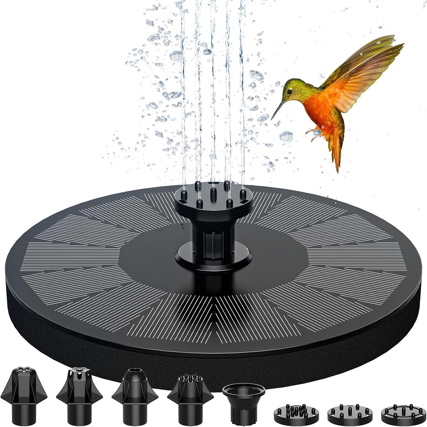 Solar Power Fountain, THEGUS 2.5W Solar Fountain Pump, Solar Water Fountain Kits with 7 Nozzles, Free Standing Floating Solar Fountain for Bird Bath, Fish Tank, Pool, Patio and Garden Decoration
