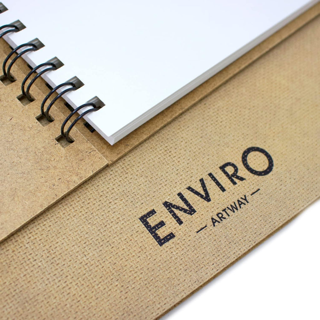 Enviro – Spiral Bound A4 Sketchbook – Landscape - 70 Sides/35 Pages of Recycled 170gsm Drawing Paper – 100% Recycled Sketchbook / Scrapbook, White