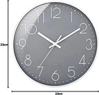 Wall Clock Non-Ticking Silent Battery Operated Round Wall Clock Modern Simple Style Decor Clock for Home/Office/School/Kitchen/Bedroom/Living Room/8.5 Inch Grey