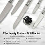 Knife Sharpener, Hands-Free Safety, PowerGrip Suction, Safely Sharpens All Kitchen Knives, Ideal for Hardened Steel & Serrated, World's Best, Compact, One Size, Silver