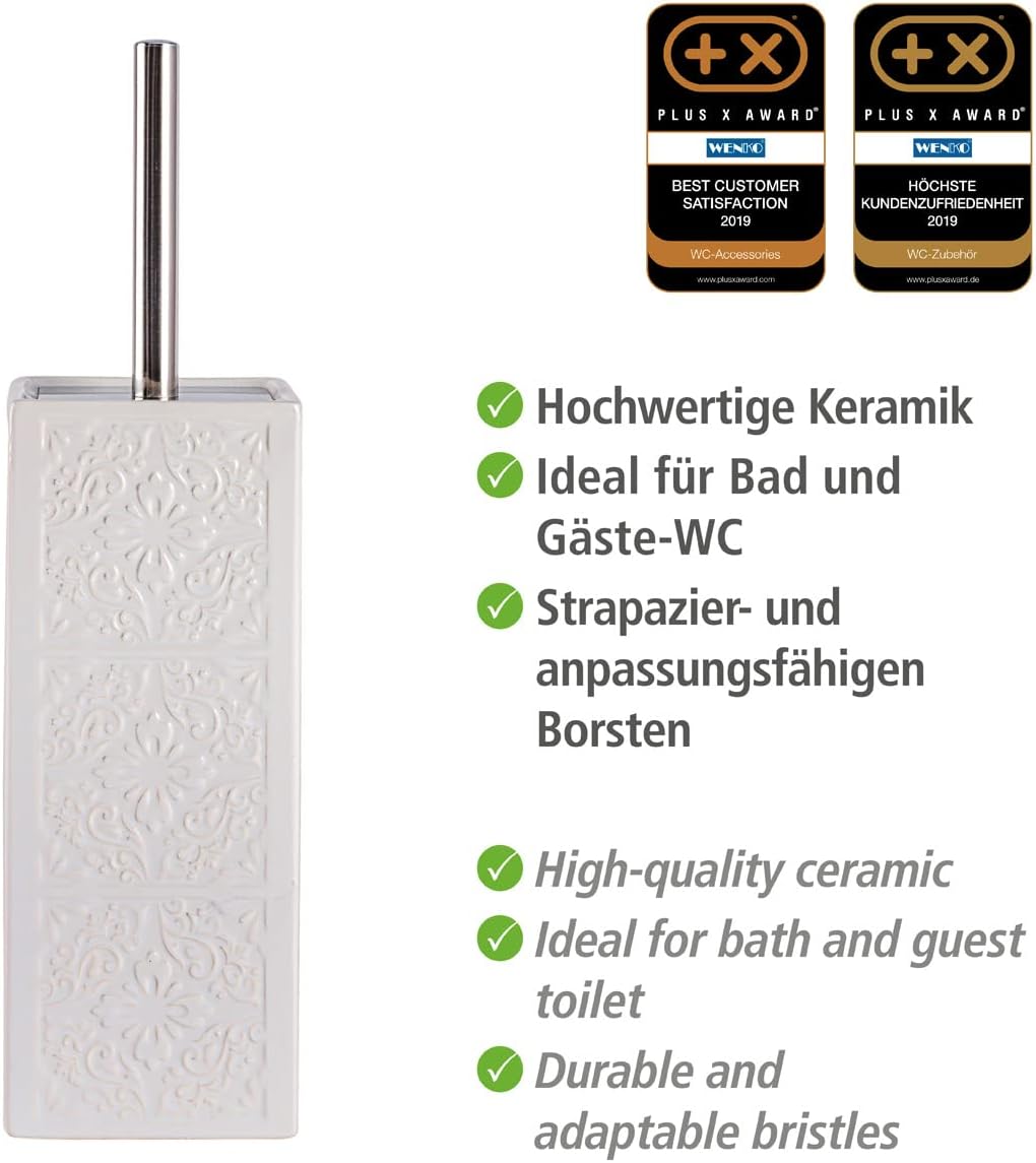22651100 Toilet brush Cordoba White - toilet brush holder, closed form, Ceramic, 9.5 x 35 x 9.5 cm, White