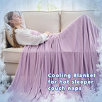 Cooling Throw Blanket for Summer, Q-Max >0.4 Night Sweats Throw Blanket Thin, Keep Cooling Breathable Summer Blanket, Single Bed, Sofa,127x177cm, Striped Lavender